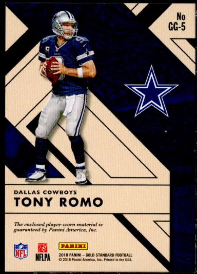 Tony Romo Card 2018 Panini Gold Standard Gridiron Gold Materials Prime #5  Image 2