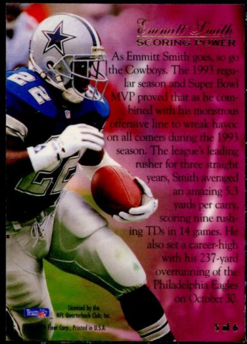 Emmitt Smith Card 1994 Ultra Flair Scoring Power #5  Image 2