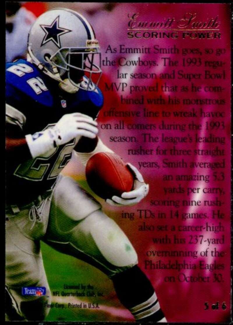 Emmitt Smith Card 1994 Ultra Flair Scoring Power #5  Image 2