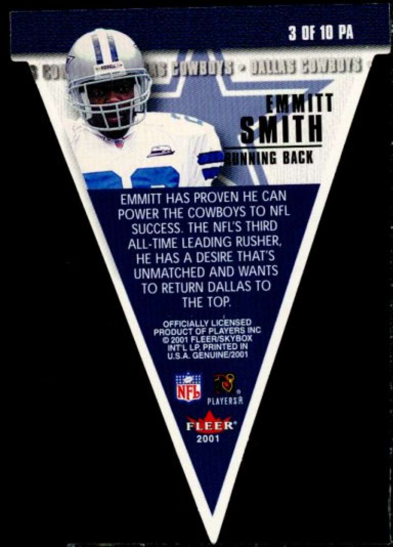 Emmitt Smith Card 2001 Fleer Genuine Pennant Aggression #3  Image 1