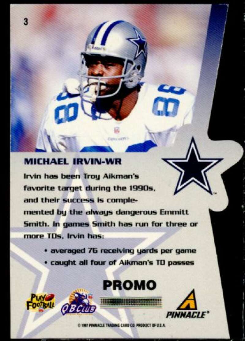 Michael Irvin Card 1997 Pinnacle Scoring Core Promo #3  Image 2