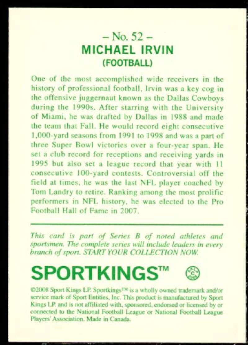 Michael Irvin Card 2008 Sportkings #52  Image 2