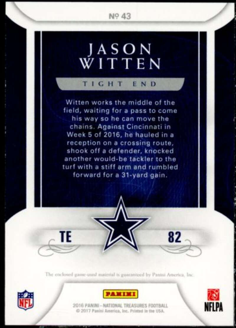 Jason Witten 2016 Panini National Treasures Century Material Prime Holo Gold #43 Image 2