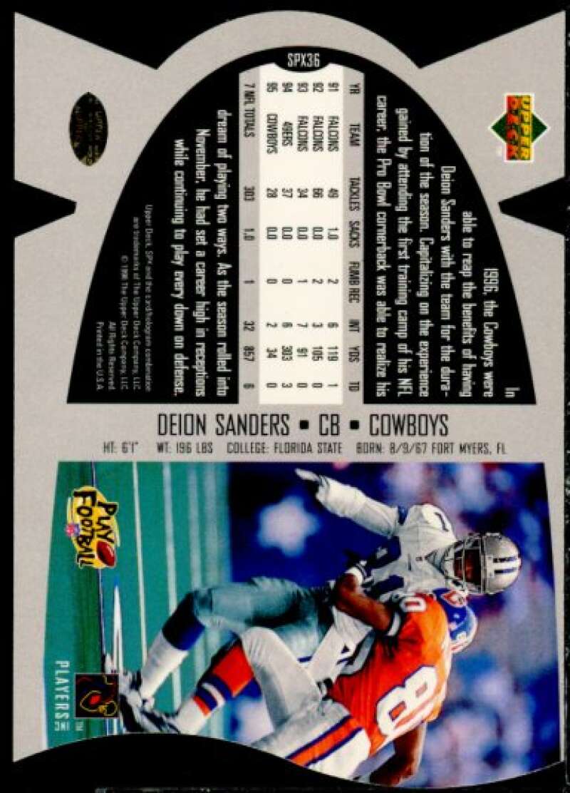 Deion Sanders Card 1997 SPx Gold #36  Image 2