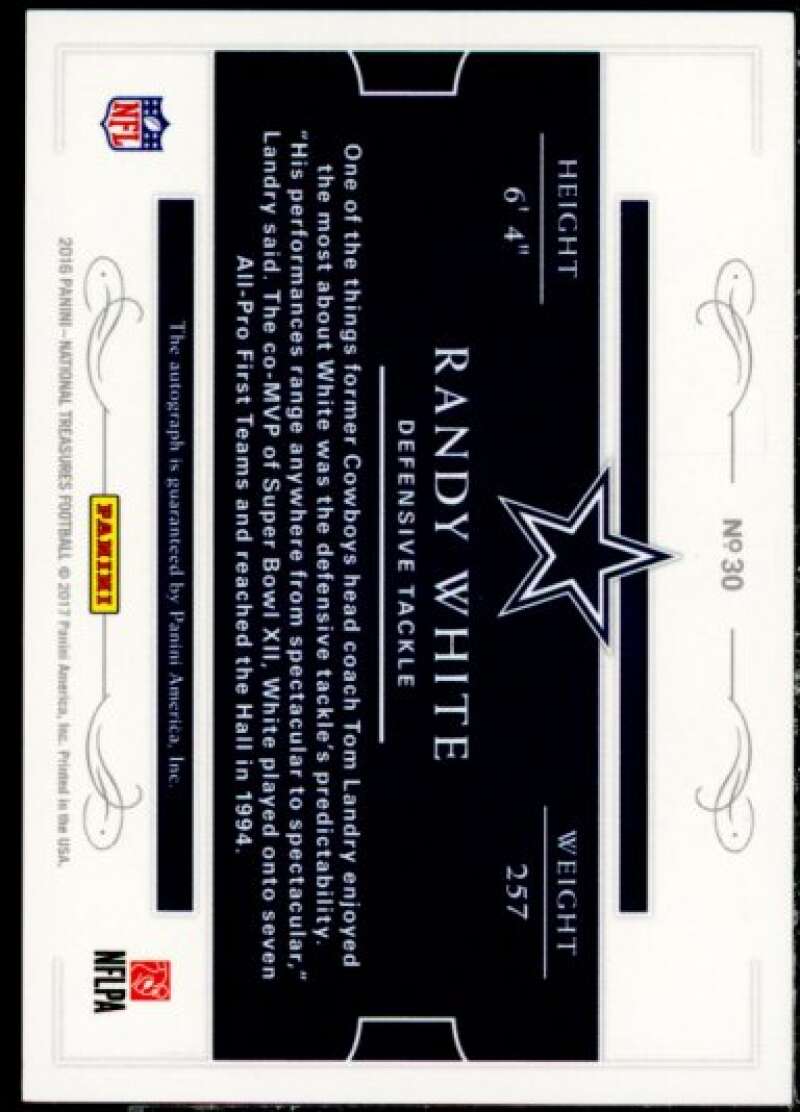 Randy White Card 2016 Panini National Treasures All Decade Signatures Gold #30  Image 2