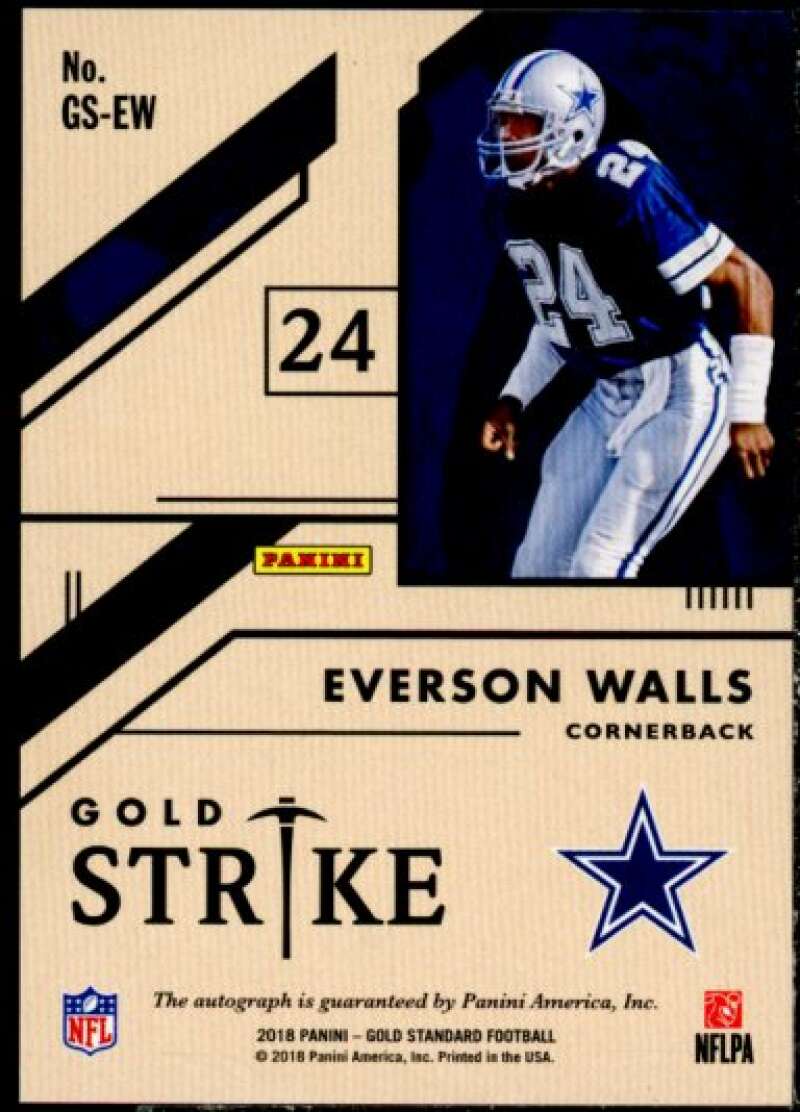 Everson Walls Card 2018 Panini Gold Standard Gold Strike Autographs Platinum #4  Image 2