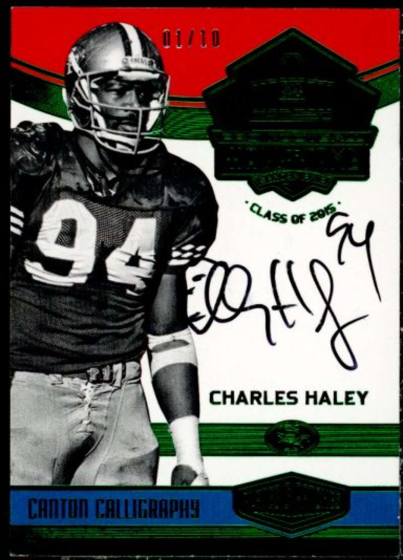 Charles Haley Card 2016 Panini Plates and Patches Canton Calligraphy Green #11  Image 1