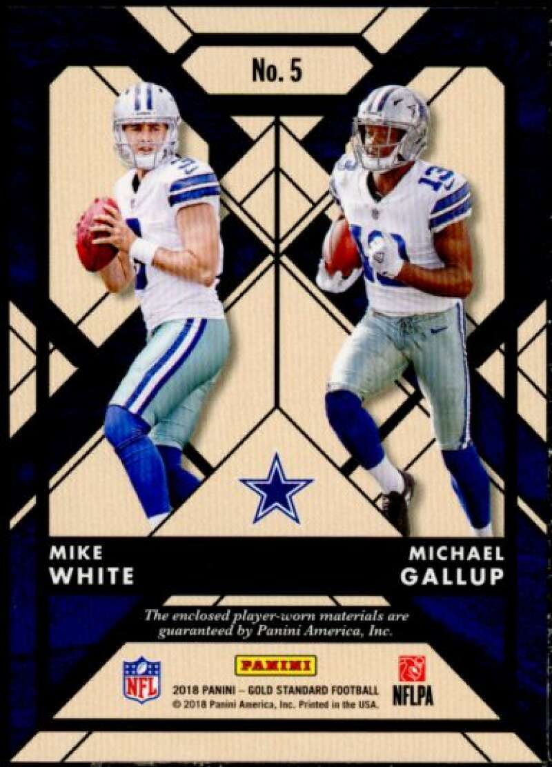 Michael Gallup/White 2018 Gold Standard Newly Minted Memorabilia Duals Prime #5  Image 2