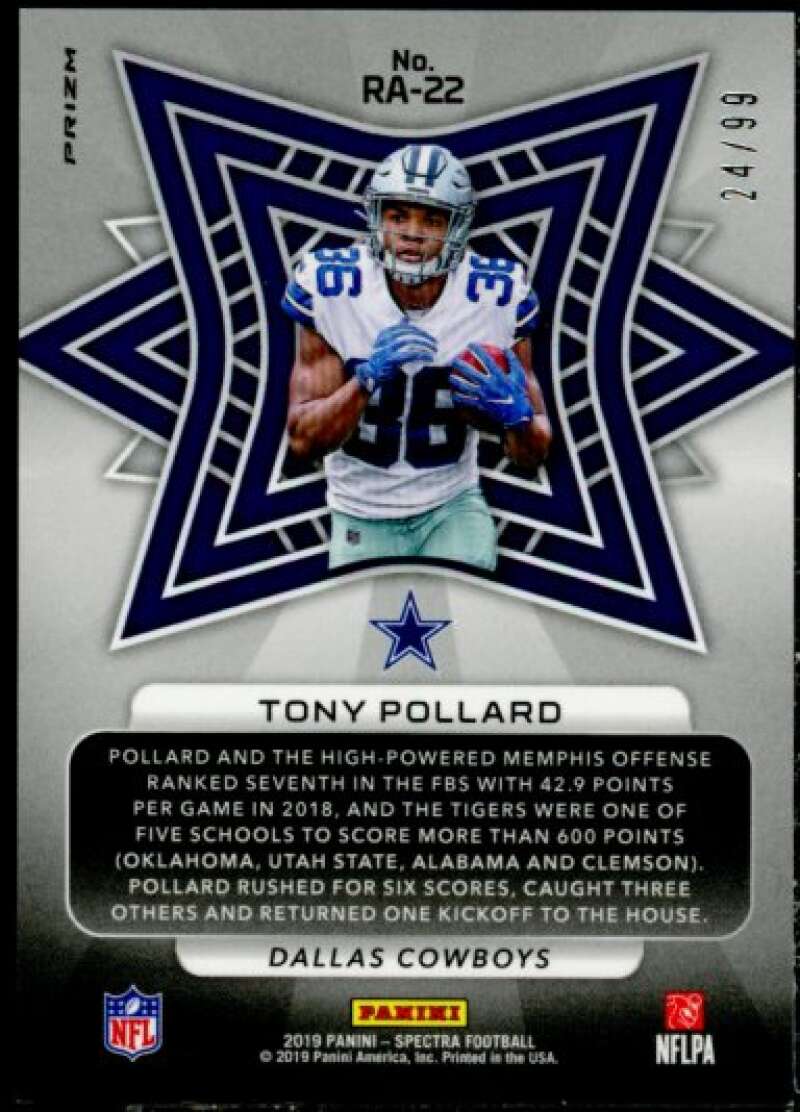 Tony Pollard Rookie Card 2019 Panini Spectra Rookie Aura #22  Image 2