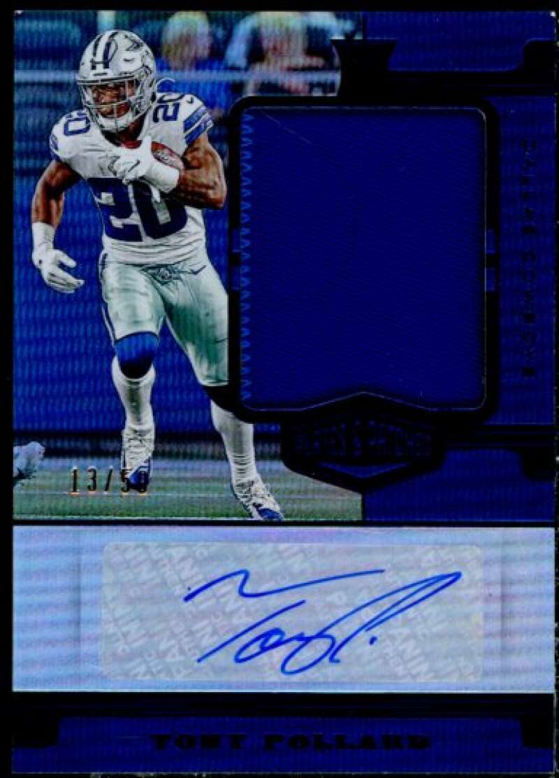 Tony Pollard 2019 Panini Plates and Patches Rookie Patch Autographs Blue #19  Image 1