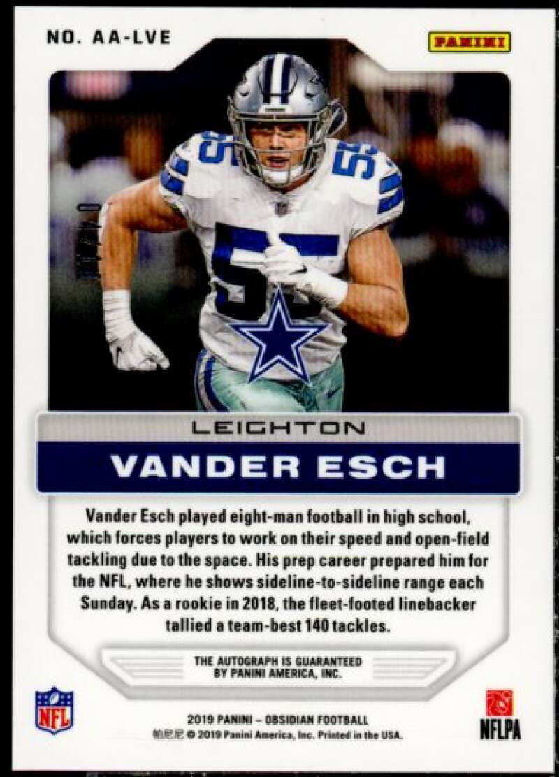 Leighton Vander Esch 2019 Obsidian Aurora Autographs Electric Etch Yellow #35  Image 2