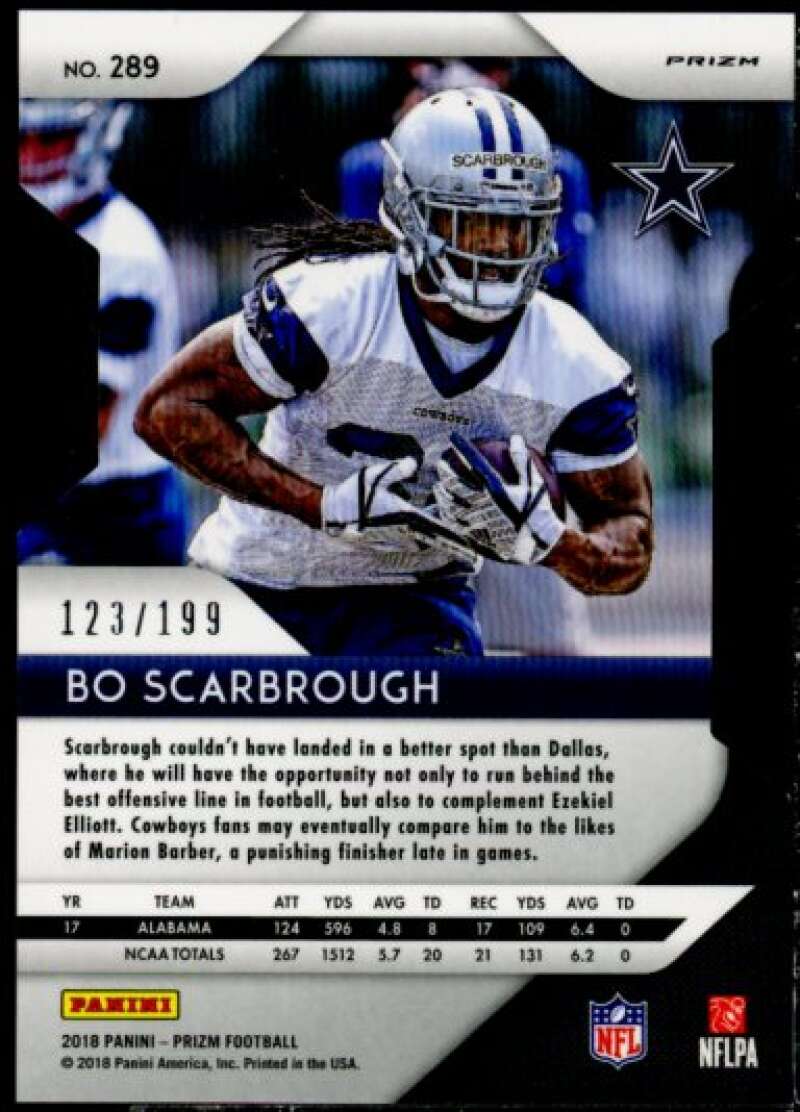 Bo Scarbrough Rookie Card 2018 Panini Prizm Prizms Light Blue #289  Image 2