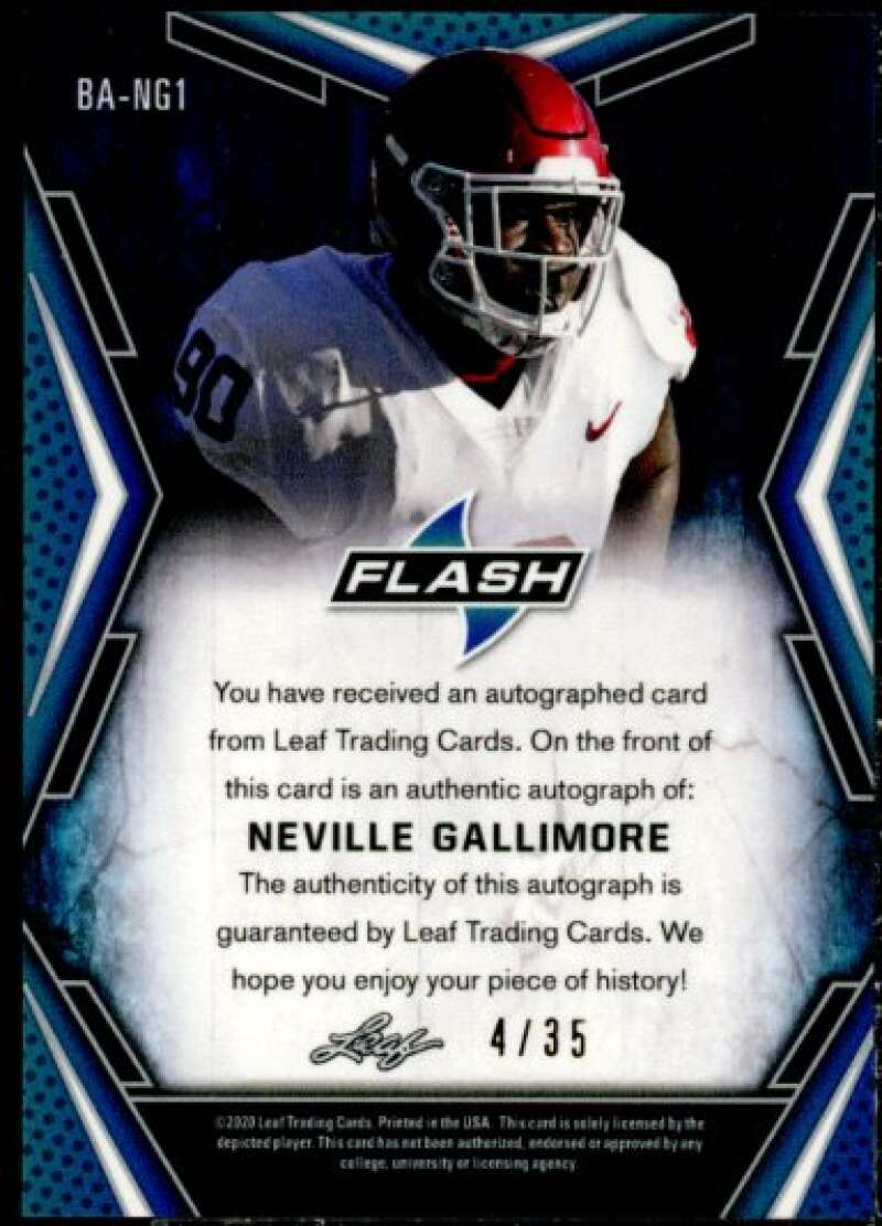 Neville Gallimore Rookie Card 2020 Leaf Flash Autographs #BANG1