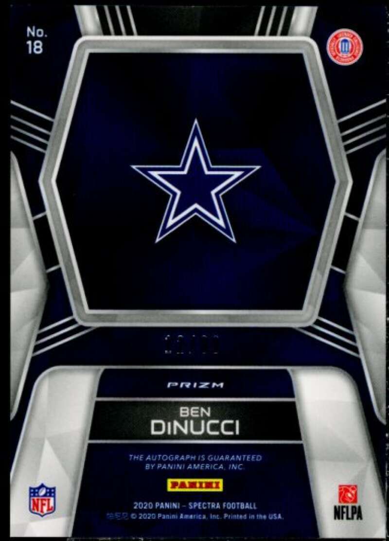 Ben DiNucci Rookie Card 2020 Panini Spectra Rookie Autographs Hyper #18  Image 2