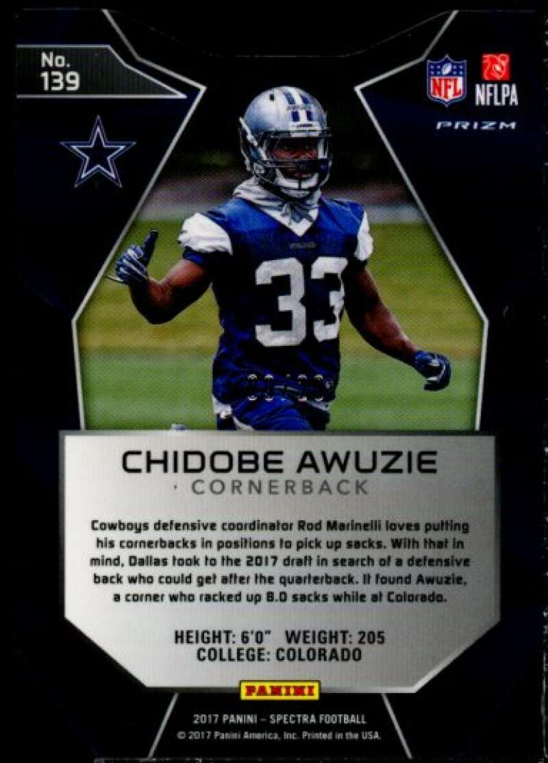 Chidobe Awuzie Rookie Card 2017 Panini Spectra Neon Green Die Cut #139  Image 2