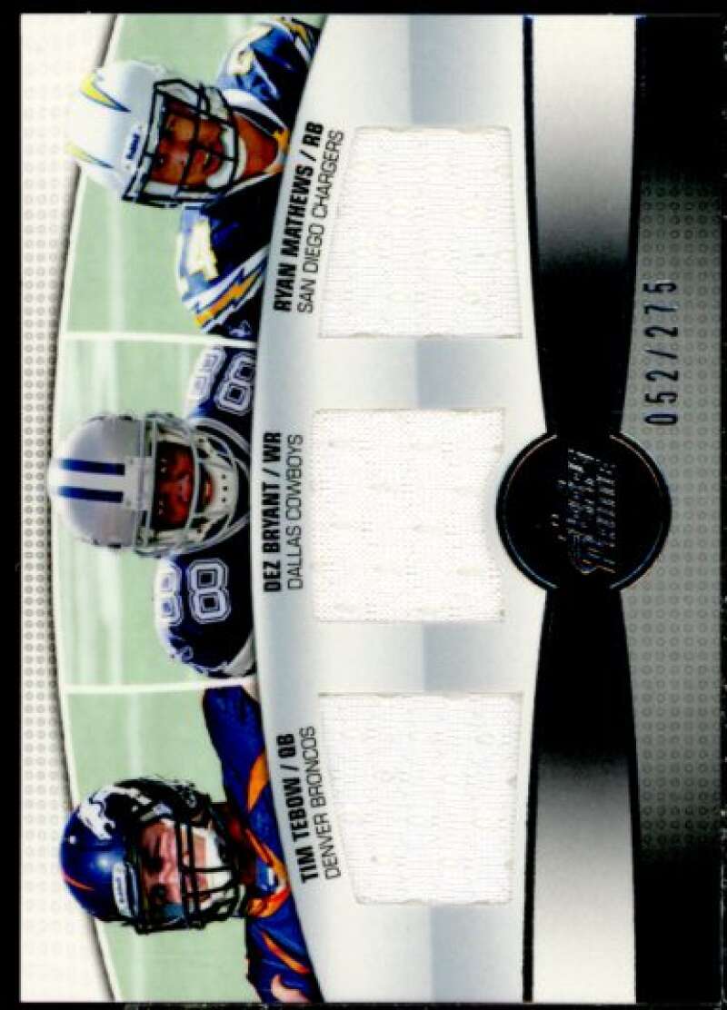 Tim Tebow/275/Dez Bryant/Ryan Mathews 2010 Topps Prime 3rd Quarter Relics #TBM  Image 1