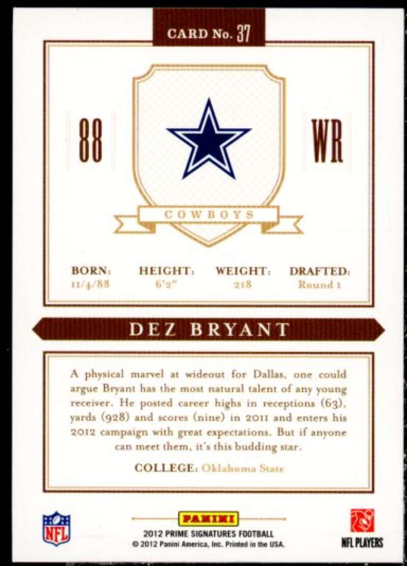 Dez Bryant Card 2012 Prime Signatures #37  Image 2