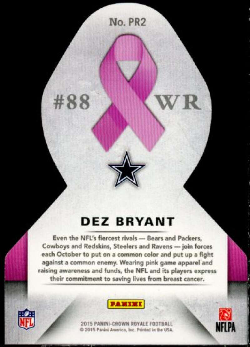 Dez Bryant Card 2015 Crown Royale Pink Ribbons Green #PR2  Image 2