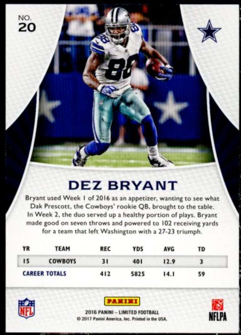 Dez Bryant Card 2016 Limited Gold Spotlight #20  Image 2