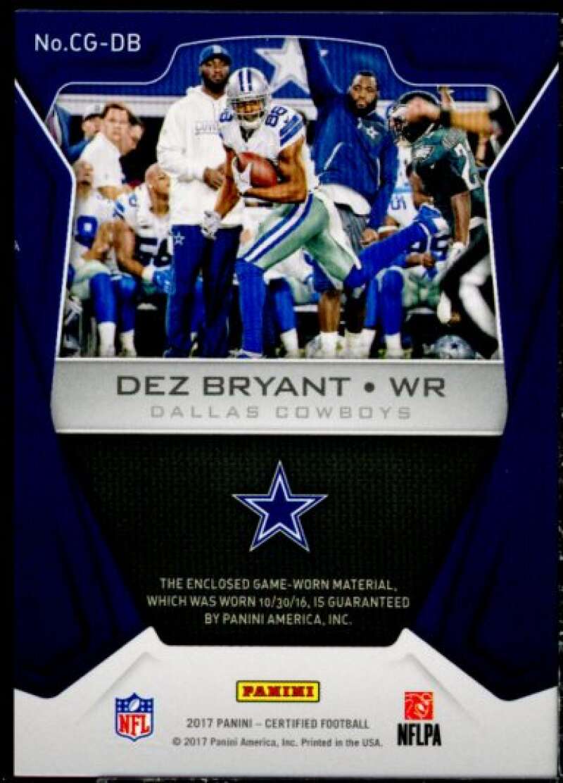 Dez Bryant Card 2017 Certified Gamers Jerseys Mirror Red #3  Image 2