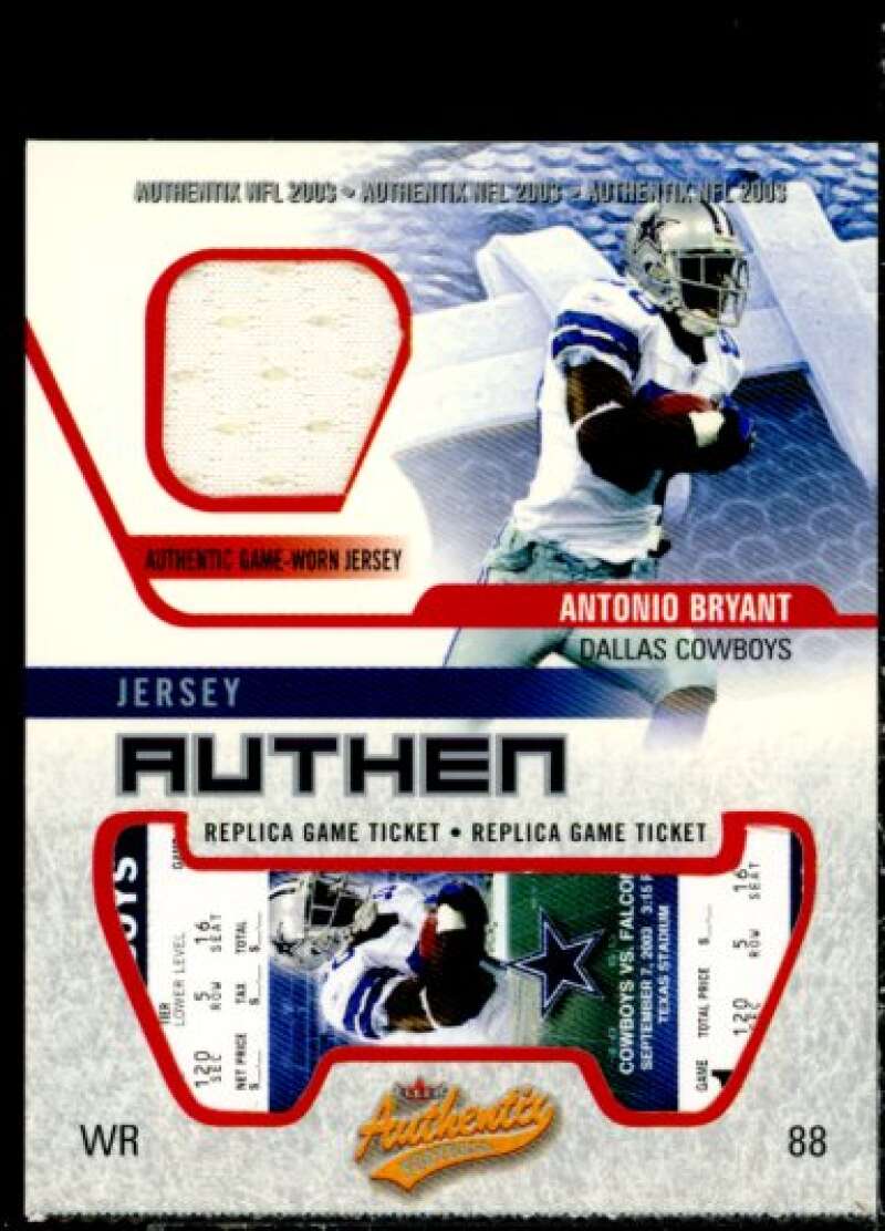 Antonio Bryant Rookie Card 2003 Fleer Authentix Jersey Authentix Ripped #JAAB  Image 1