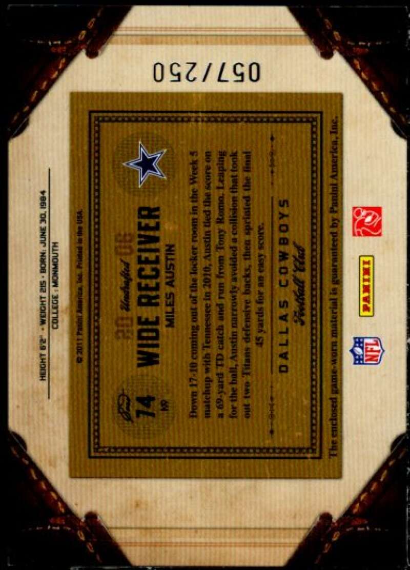 Miles Austin Rookie Card 2011 Timeless Treasures Jerseys #74  Image 2