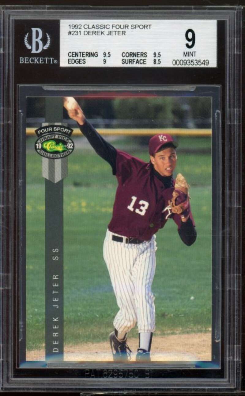 Derek Jeter Rookie Card 1992 Classic Four Sport #231 BGS 9 (9.5 9.5 9 8.5) Image 1