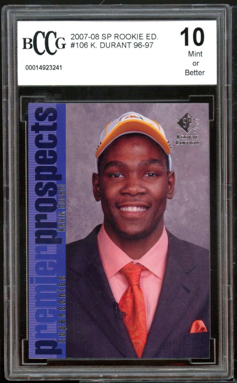 2007-08 SP Rookie Edition #106 Kevin Durant Rookie Card BGS BCCG 10 Mint+ Image 1