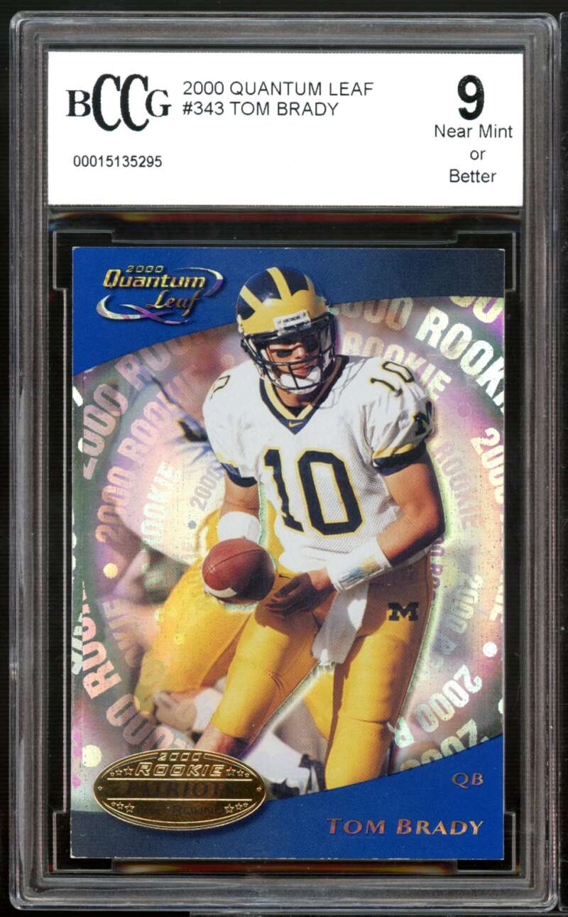 2000 Quantum Leaf #343 Tom Brady Rookie Card BGS BCCG 9 Near Mint+ Image 1