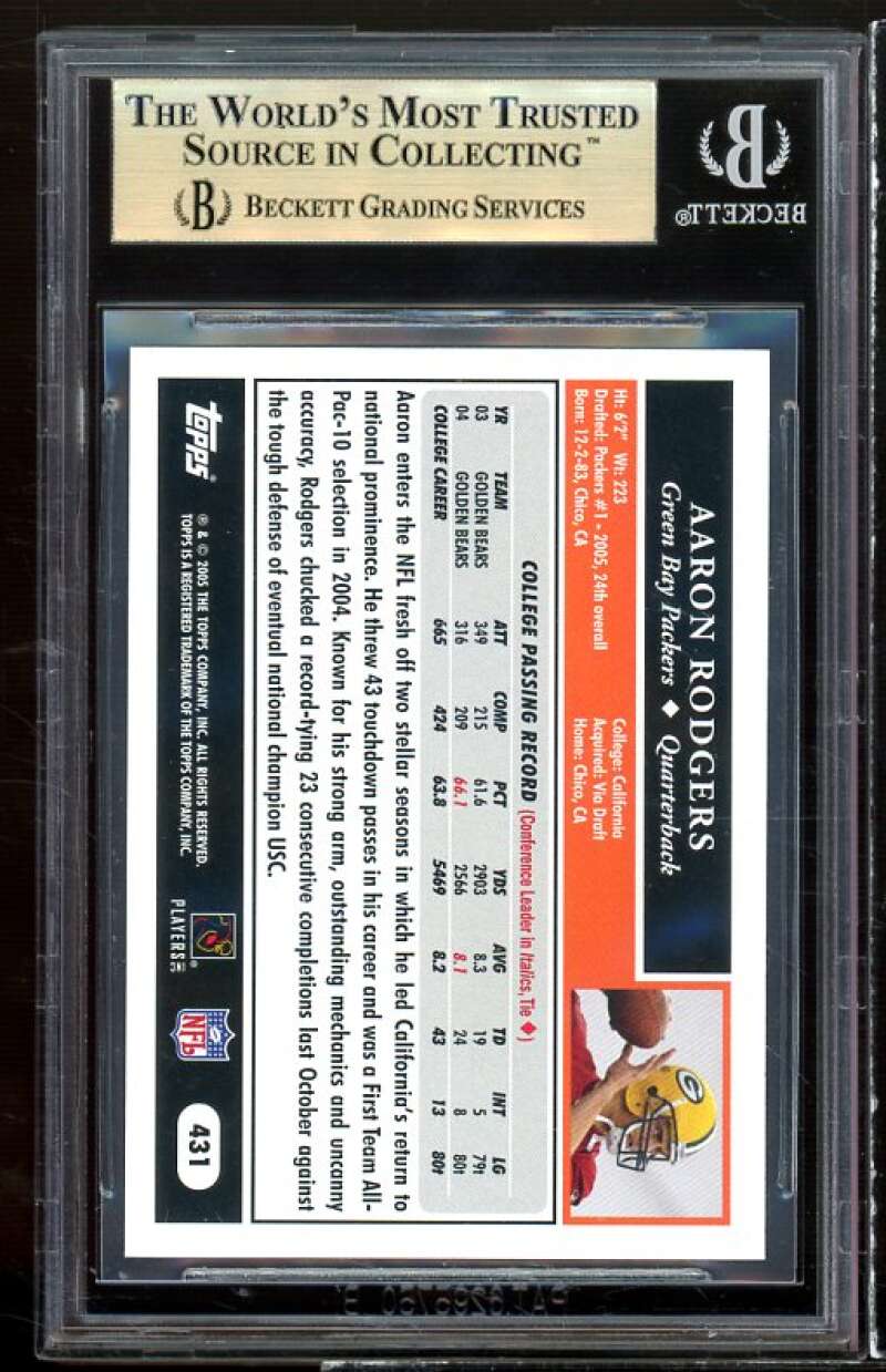 Aaron Rodgers Rookie Card 2005 Topps #431 BGS 9.5 (9.5 10 9.5 9.5) Image 2