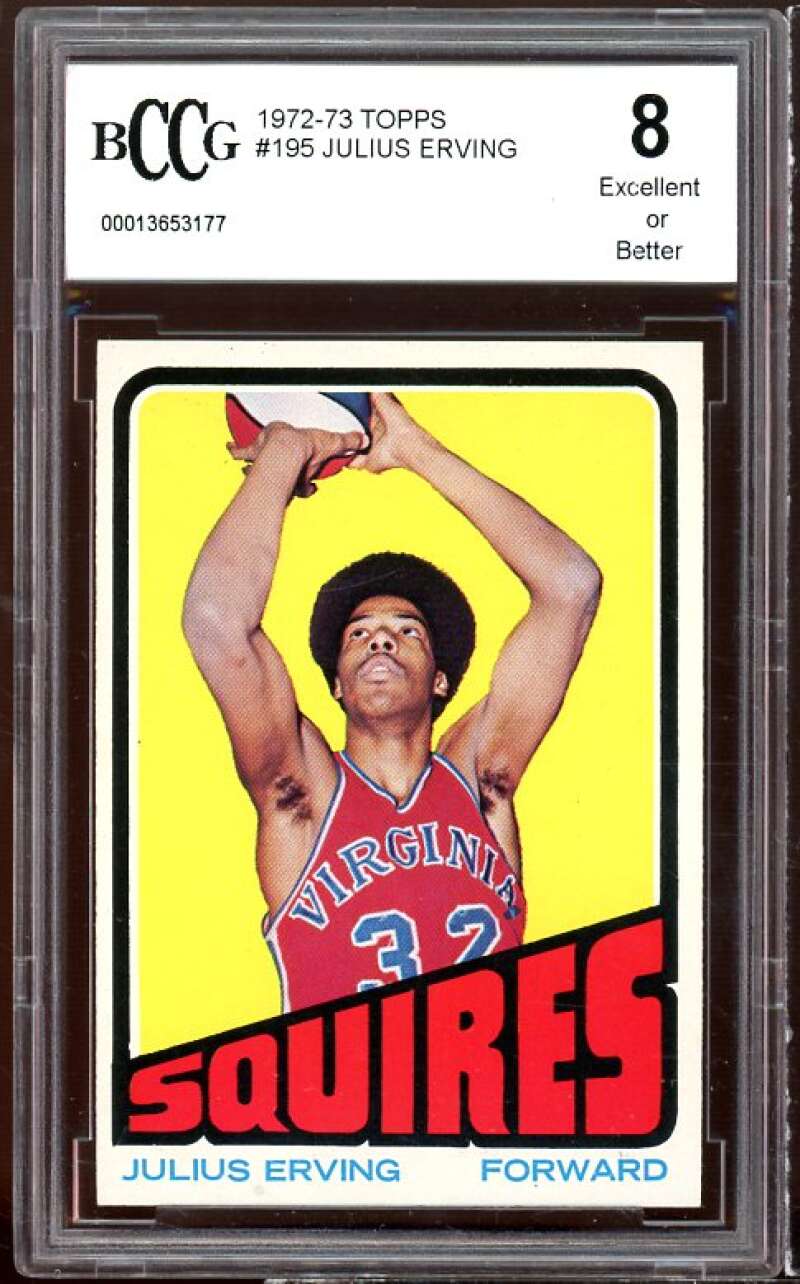 Julius Erving Rookie Card 1972-73 Topps #195 Virginia Squires BGS BCCG 8 Image 1