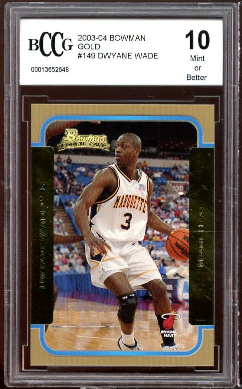 2003-04 Bowman Gold #149 Dwyane Wade Rookie Card BGS BCCG 10 Mint+ Image 1