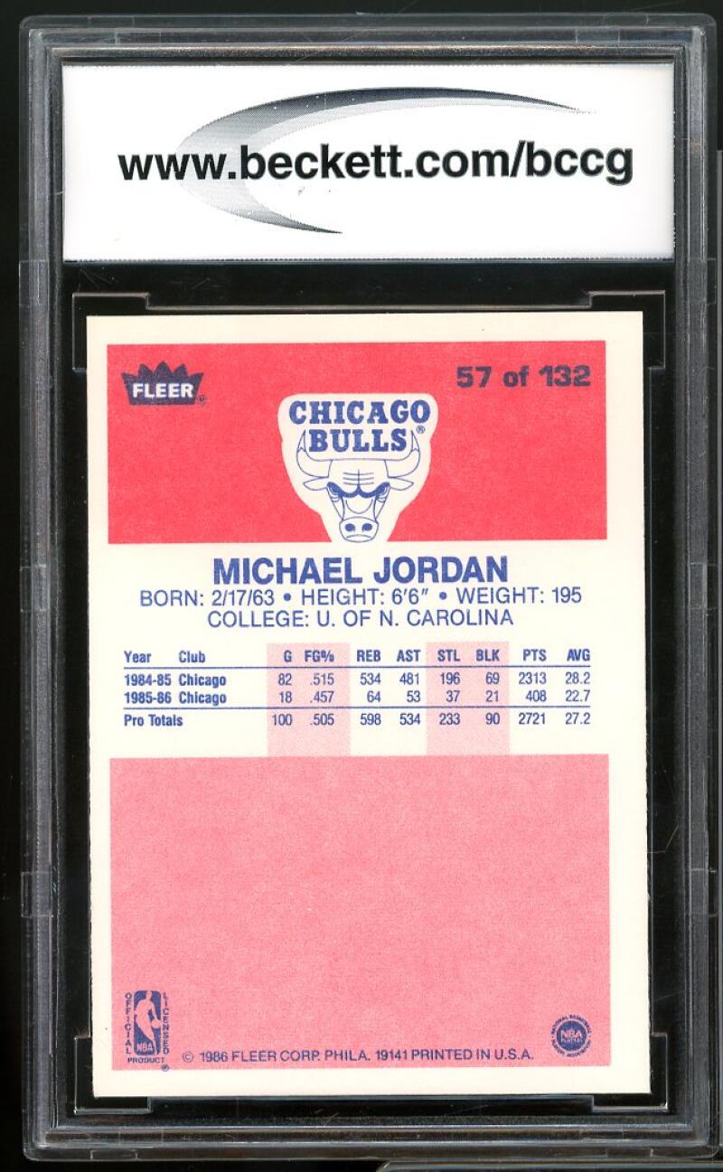1986-87 fleer #57 MICHAEL JORDAN chicago bulls rookie card BGS BCCG 10 Image 2