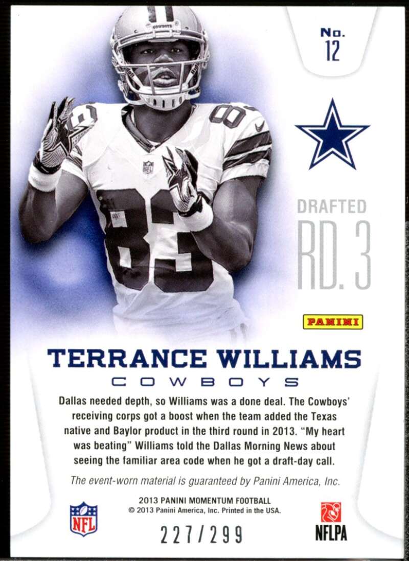 Terrance Williams Rookie 2013 Momentum Rookie Team Thread Triple Materials #12  Image 2