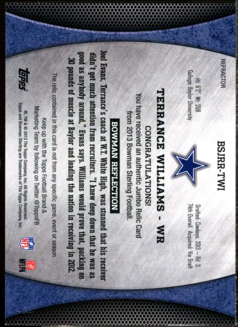 Terrance Williams Rookie 2013 Bowman Sterling Relics Black Refractors #BSJRRTWI  Image 2