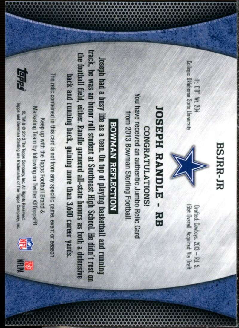 Joseph Randle Rookie Rookie Card 2013 Bowman Sterling Relics #BSJRRJR  Image 2