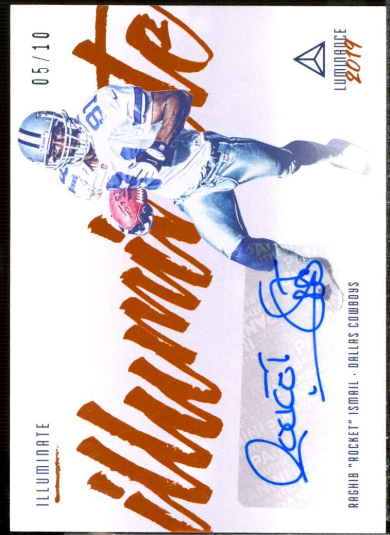 Raghib Rocket Ismail Card 2019 Panini Luminance Illuminated Ink Orange #5  Image 1