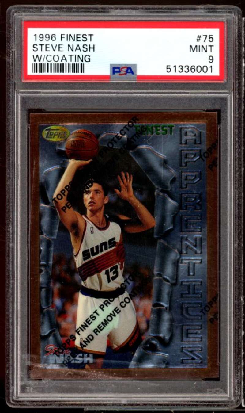 Steve Nash Rookie Card 1996-97 Finest w/Coating #75 PSA 9 Image 1