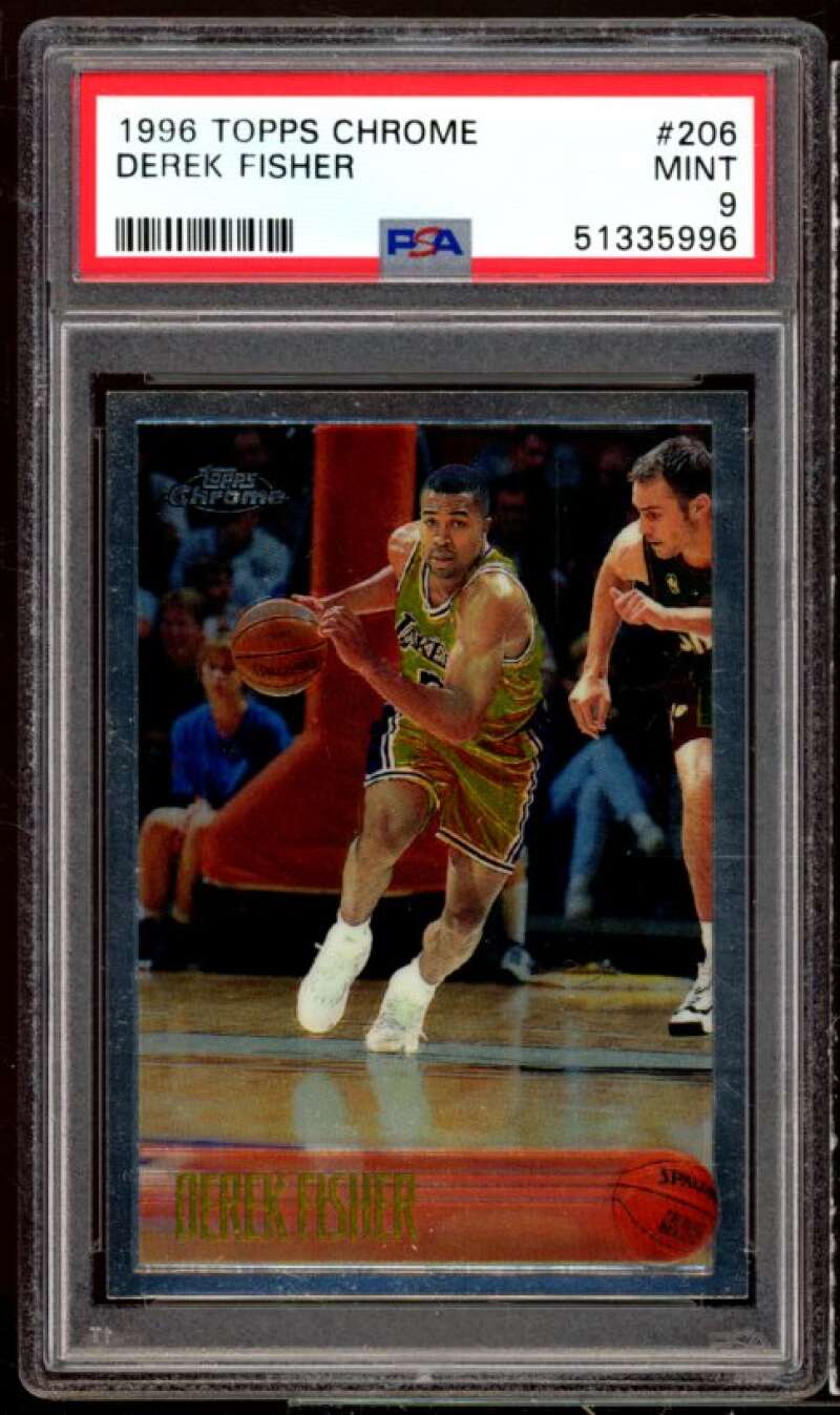 Derek Fisher Rookie Card 1996-97 Topps Chrome #206 PSA 9 Image 1