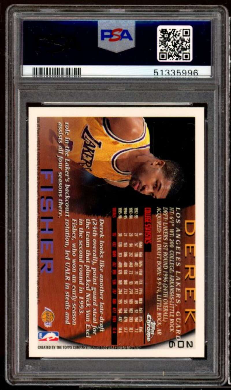 Derek Fisher Rookie Card 1996-97 Topps Chrome #206 PSA 9 Image 2