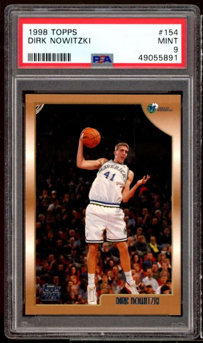 Dirk Nowitzki Rookie Card 1998-99 Topps #154 PSA 9 Image 1