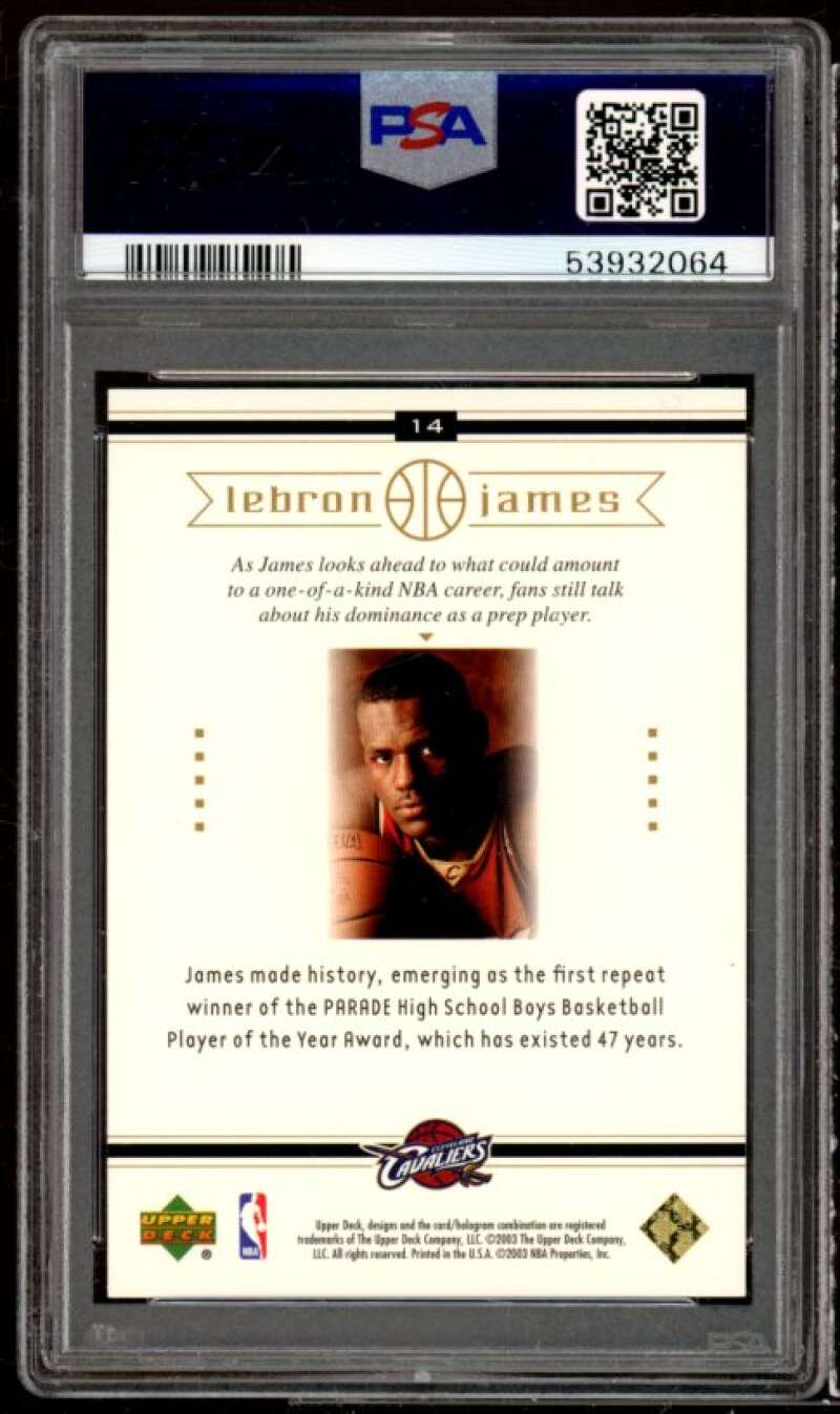 LeBron James Rookie Card 2003 Upper Deck LeBron James Box Set #14 PSA 9 Image 2