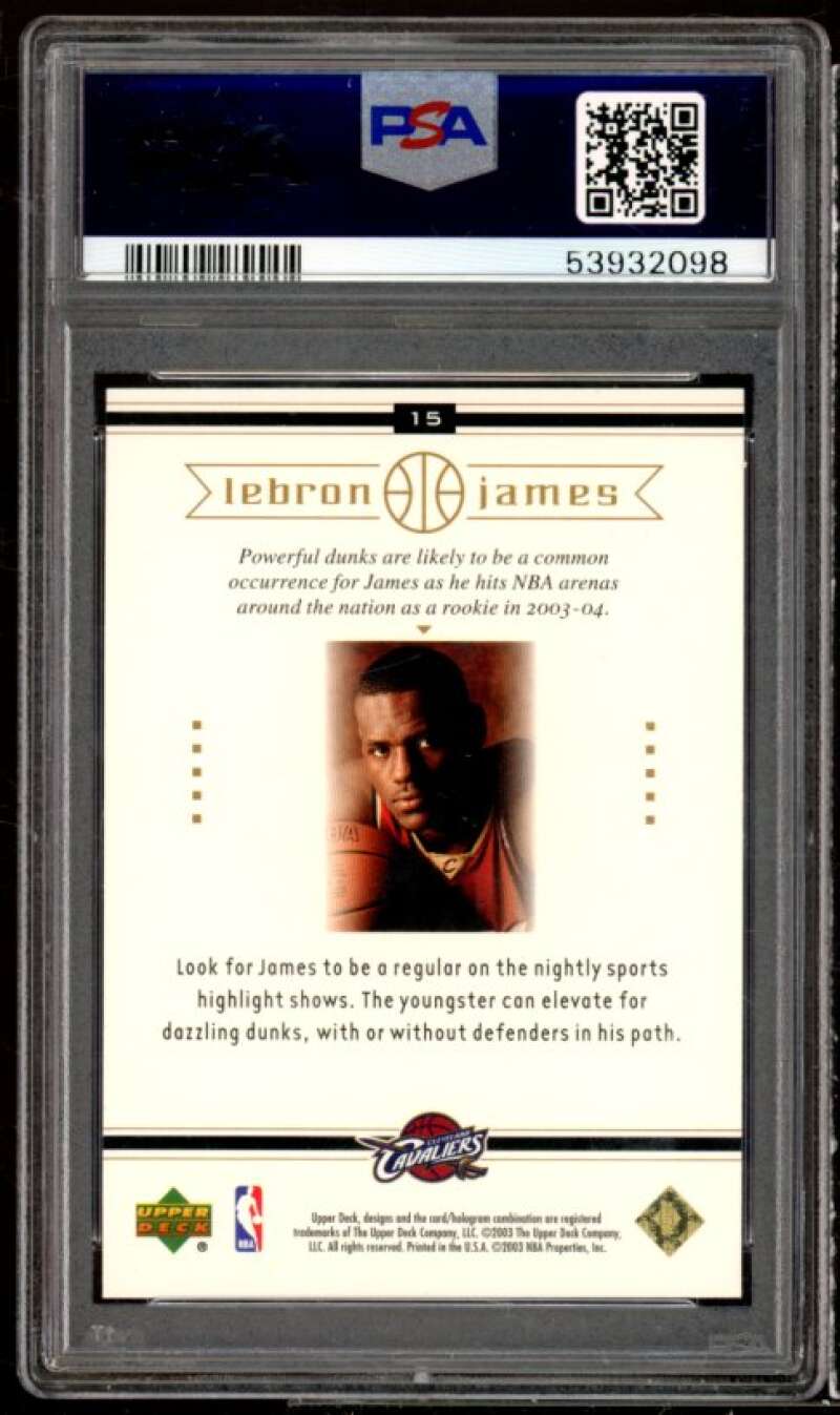 LeBron James Rookie Card 2003 Upper Deck LeBron James Box Set #15 PSA 9 Image 2