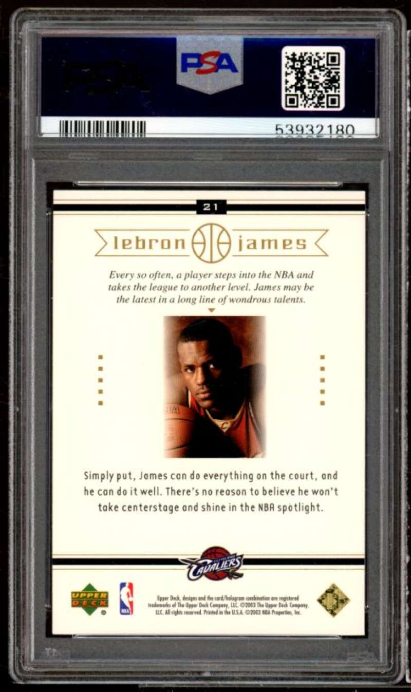 LeBron James Rookie Card 2003 Upper Deck LeBron James Box Set #21 PSA 9 Image 2