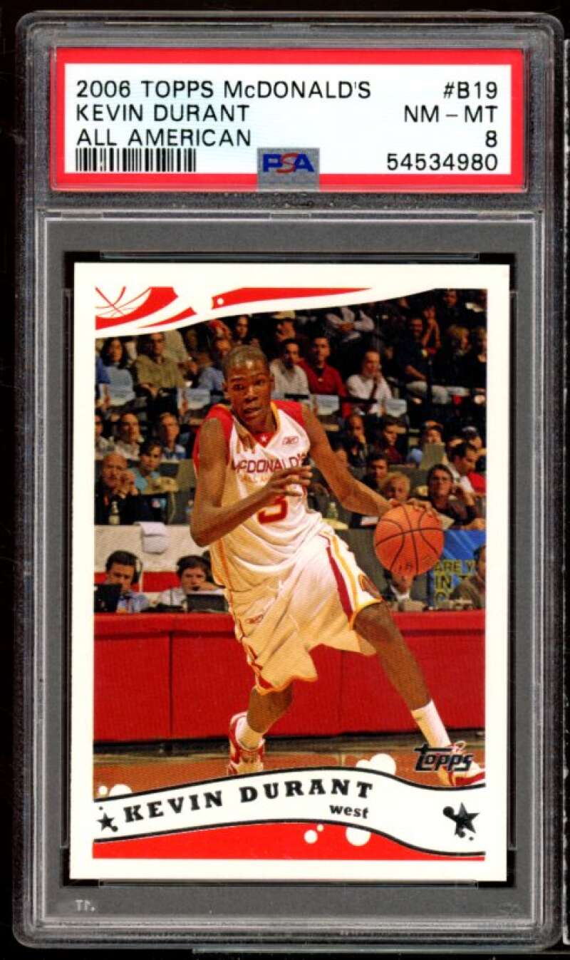 Kevin Durant Rookie Card 2006 Topps McDonald's All-American Game #B19 PSA 8 Image 1