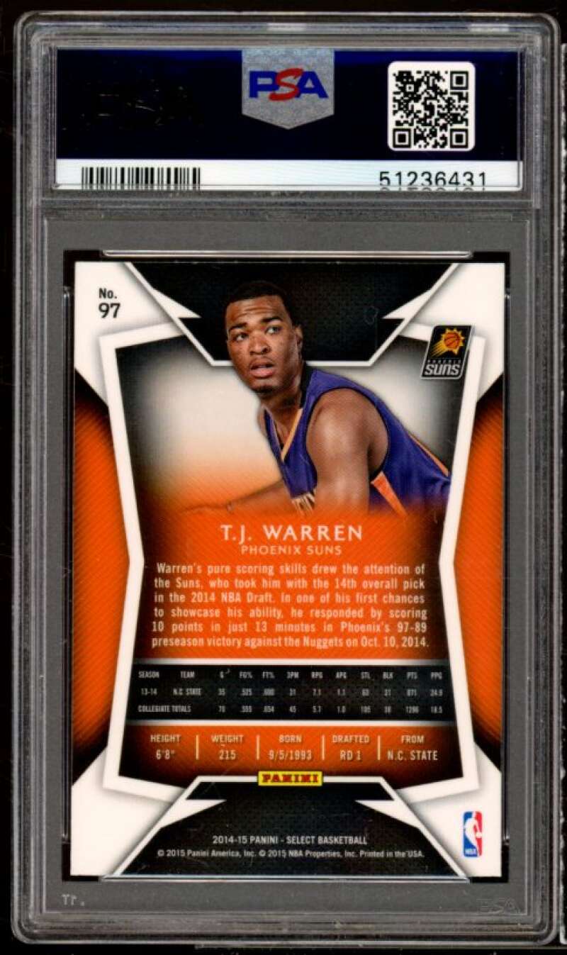 T.J. Warren Rookie Card 2014-15 Select #97 PSA 10 Image 2