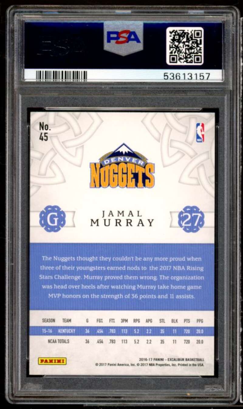 Jamal Murray Rookie Card 2016-17 Panini Excalibur #45 PSA 10 Image 2