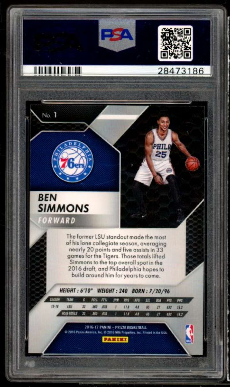 Ben Simmons Rookie Card 2016-17 Panini Prizm #1 PSA 10 Image 2