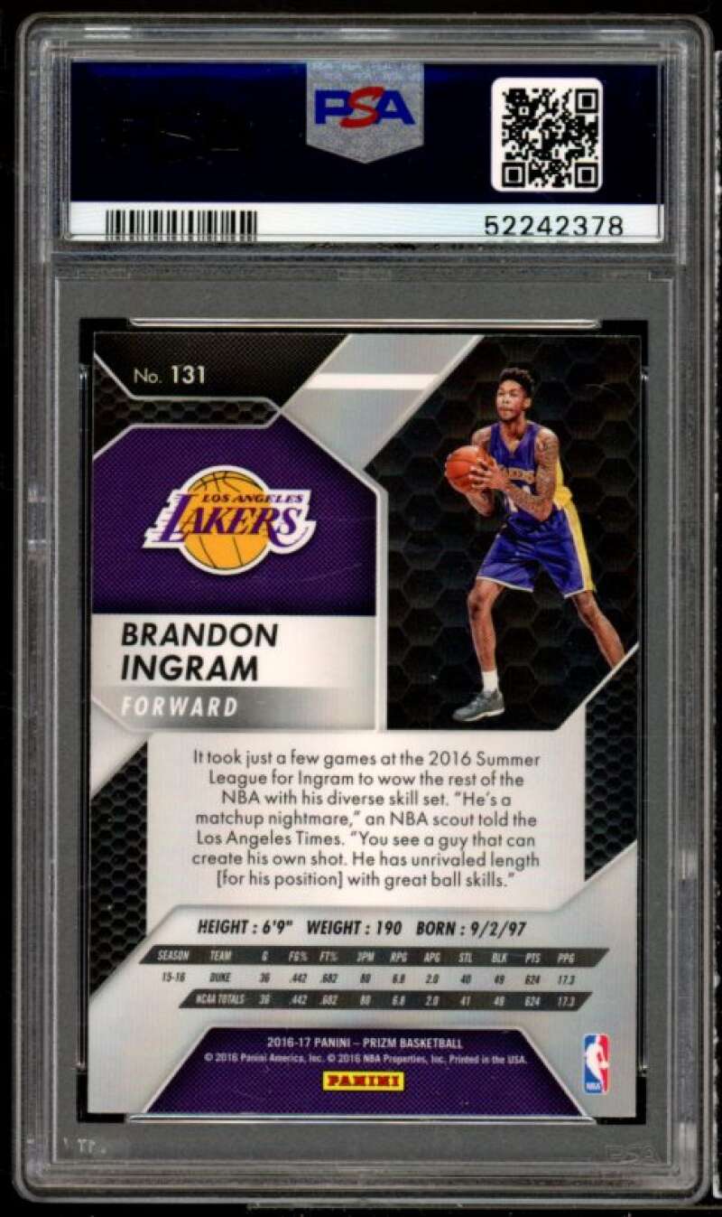 Brandon Ingram Rookie Card 2016-17 Panini Prizm #131 PSA 9 Image 2