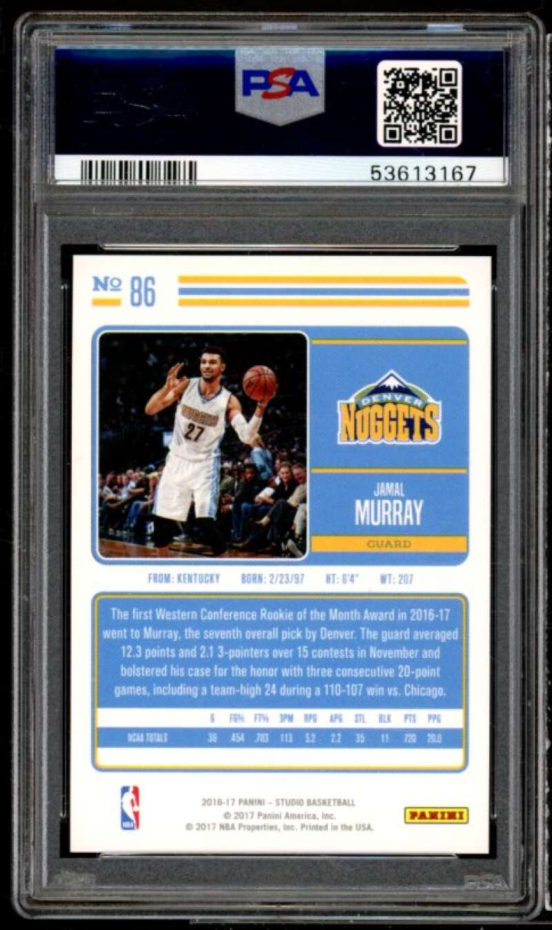 Jamal Murray Rookie Card 2016-17 Panini Studio #86 PSA 10 Image 2